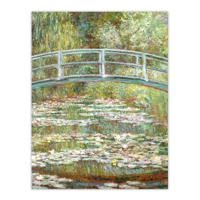 "Artery8 Bridge over a Pond of Water Lilies Monet Vintage Wall Art Print Poster in Green - Size: W24"" x H32""" - image 1