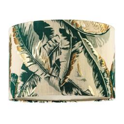 Happy Homewares Botanical & Tropical Jacquard Fabric Shade with Green Banana Leaves - Size: 12 inches - thumbnail 1