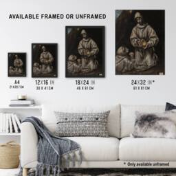 "Artery8 St Francis Brother Leo Meditating on Death El Greco Wall Art Poster - Size: W24"" x H32""" - thumbnail 3