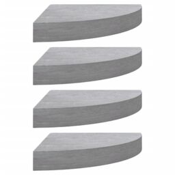 Berkfield Home Wall Corner Shelves 4 pcs Concrete Grey 25x25x3.8 cm MDF - thumbnail 2