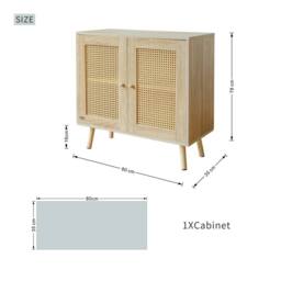 Abrihome Rattan Sideboard Cabinet with Adjustable Shelf for Living Room in Natural - Size: 1 Pack - thumbnail 7