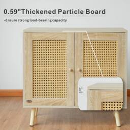 Abrihome Rattan Sideboard Cabinet with Adjustable Shelf for Living Room in Natural - Size: 1 Pack - thumbnail 6
