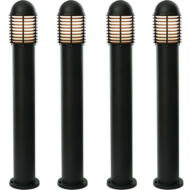 Loops 4 PACK Outdoor IP44 Bollard Light Matt Black 1000mm Lamp Post Garden Driveway - image 1