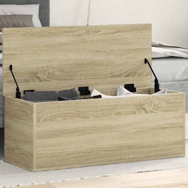 Berkfield Home Storage Box Sonoma Oak 90x35x35 cm Engineered Wood in Natural - Size: 90 x 35 x 35 cm - image 1