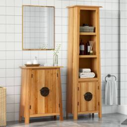 Berkfield Home 2 Piece Bathroom Furniture Set Solid Wood Pine in Brown