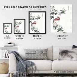 "Artery8 Long Tailed Rosefinch Japanese Japan Wall Art Print Numata Kashu - Size: W12"" x H16""" - thumbnail 3