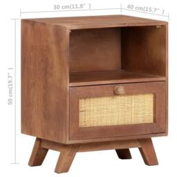 Berkfield Home Bedside Cabinet 40x30x50 cm Solid Mango Wood in Brown - Size: 40 x 30 x 50 cm - thumbnail 7