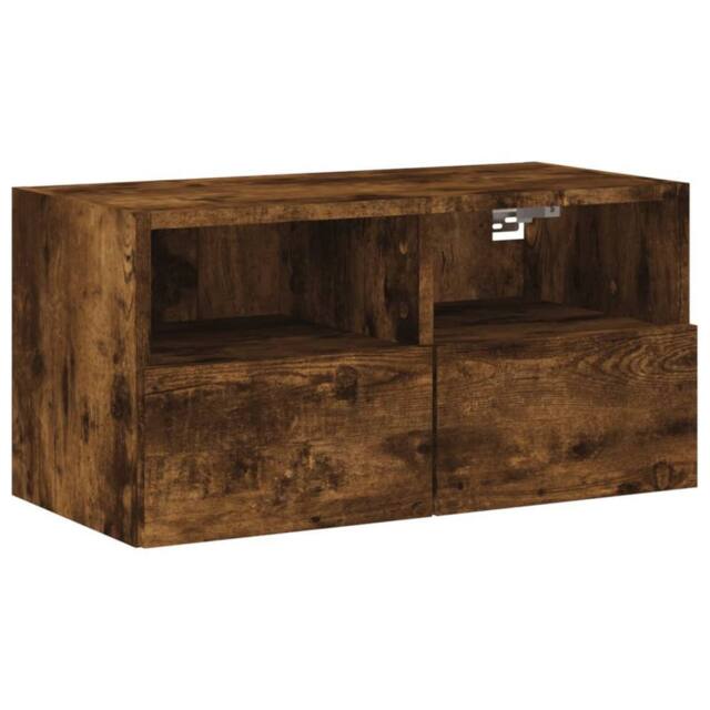 Berkfield Home TV Wall Cabinet Smoked Oak 60x30x30 cm Engineered Wood in Brown - Size: 60 x 30 x 30 cm - image 1