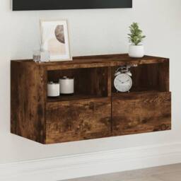 Berkfield Home TV Wall Cabinet Smoked Oak 60x30x30 cm Engineered Wood in Brown - Size: 60 x 30 x 30 cm - thumbnail 2