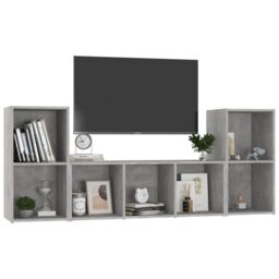Berkfield Home 3 Piece TV Cabinet Set Concrete Grey Engineered Wood - thumbnail 3