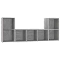 Berkfield Home 3 Piece TV Cabinet Set Concrete Grey Engineered Wood - thumbnail 2