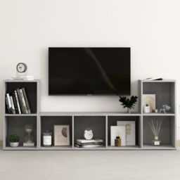 Berkfield Home 3 Piece TV Cabinet Set Concrete Grey Engineered Wood - thumbnail 1