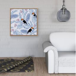 Warren Reed - Designer Tropical Toucan Framed Canvas in Light Brown - Size: w40 inch x h40 inch - thumbnail 2