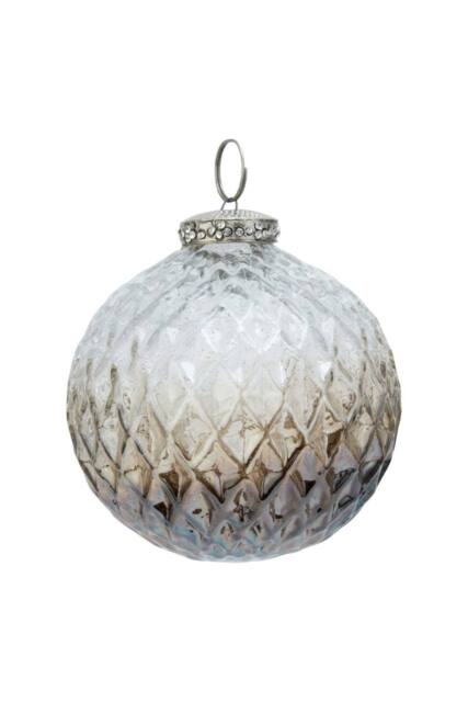 KDMD Coffee Ombre Glass Bauble - Elegant Holiday Ornament Collection in White