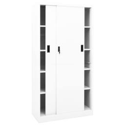 Berkfield Home Office Cabinet with Sliding Door White 90x40x180 cm Steel - Size: 90 x 40 x 180 cm