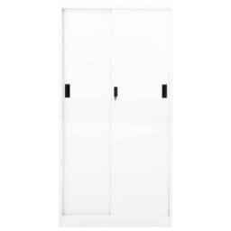 Berkfield Home Office Cabinet with Sliding Door White 90x40x180 cm Steel - Size: 90 x 40 x 180 cm - thumbnail 4