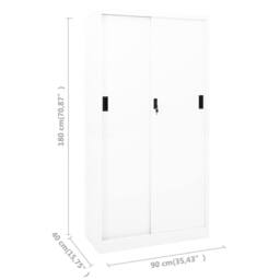 Berkfield Home Office Cabinet with Sliding Door White 90x40x180 cm Steel - Size: 90 x 40 x 180 cm - thumbnail 9