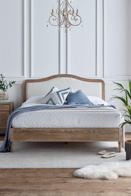 Time4sleep Lille Oak Upholstered Bed - Bed Frame Only in Light Oak - Size: King - image 1