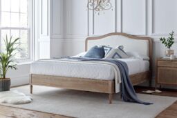 Time4sleep Lille Oak Upholstered Bed - Bed Frame Only in Light Oak - Size: King - thumbnail 2