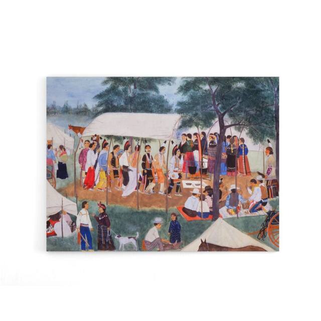 "Artery8 Spybuck Shawnee Buffalo Dance Canvas Wall Art Print - Size: W24"" x H32""" - image 1