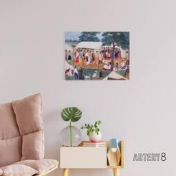 "Artery8 Spybuck Shawnee Buffalo Dance Canvas Wall Art Print - Size: W24"" x H32""" - thumbnail 3