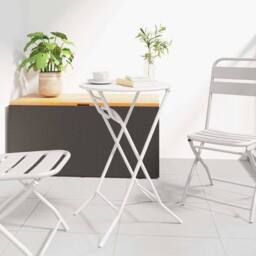Berkfield Home Folding Garden Table White √ò50x72 cm Steel - Size: 50x72 cm - thumbnail 2