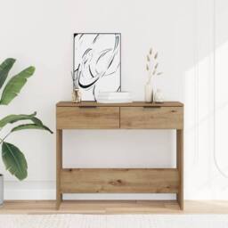 Berkfield Home Console Table Artisan Oak 90x36x75 cm Engineered Wood in Brown - Size: 90 x 36 x 75 cm - thumbnail 2
