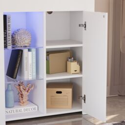 Home Discount Vida Designs Azura 1 Door LED Sideboard Cabinet Storage Living Room Furniture 830 x 750 x 350 mm in Grey - thumbnail 5