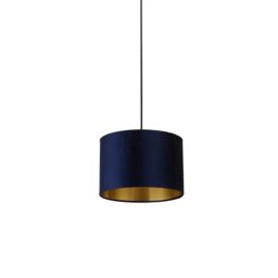 Lighting Collection Navy Velvet Drum Shade Gold Inner D30Cm Lamp Shade - thumbnail 3
