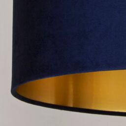 Lighting Collection Navy Velvet Drum Shade Gold Inner D30Cm Lamp Shade - thumbnail 4