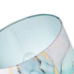 Happy Homewares Drum Lamp Shade in Marble Effect Cotton Fabric with Gold Foil Decor in Duck Egg Blue - Size: 12 inches - thumbnail 3