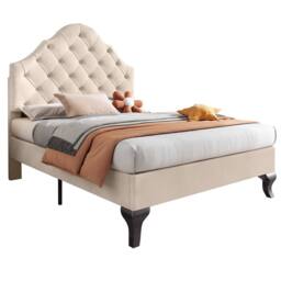 Matteo Luxurious Upholstered Bed 90*190 with Adjustable Headboard in Beige - Size: Single - thumbnail 6