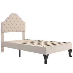 Matteo Luxurious Upholstered Bed 90*190 with Adjustable Headboard in Beige - Size: Single - thumbnail 9