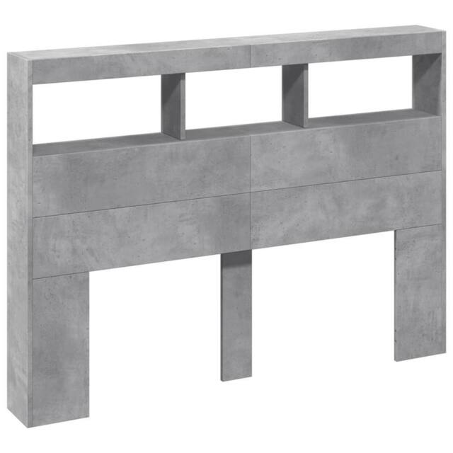 Berkfield Home Headboard Cabinet with LED Concrete Grey 140x17x102 cm - Size: 140 x 17 x 102 cm - image 1