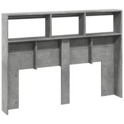 Berkfield Home Headboard Cabinet with LED Concrete Grey 140x17x102 cm - Size: 140 x 17 x 102 cm - thumbnail 8