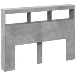 Berkfield Home Headboard Cabinet with LED Concrete Grey 140x17x102 cm - Size: 140 x 17 x 102 cm