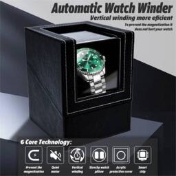 SPETLEK Single Watch Carbon Fiber 5 Rotation Modes&LED Display Case in Black - Size: 500mm - thumbnail 4