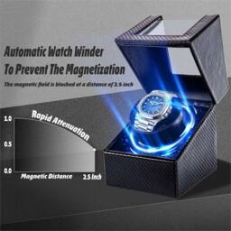 SPETLEK Single Watch Carbon Fiber 5 Rotation Modes&LED Display Case in Black - Size: 500mm - thumbnail 3