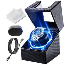 SPETLEK Single Watch Carbon Fiber 5 Rotation Modes&LED Display Case in Black - Size: 500mm - thumbnail 1