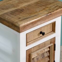Indian Hub Alfie Bedside Cabinet 1 Darwer + Door - Mango Wood - L35 x W45 x H60cm in White - thumbnail 6