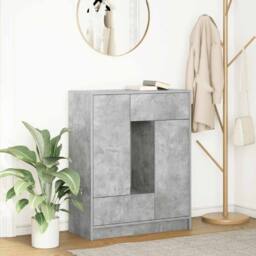 Berkfield Home Sideboard with Drawers & Doors Concrete Grey 73x31x90 cm - Size: 73 x 31 x 90 cm - thumbnail 1