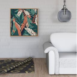 Warren Reed - Designer Autumn Tropical Leaves Framed Canvas in Light Brown - Size: w40 inch x h40 inch - thumbnail 2