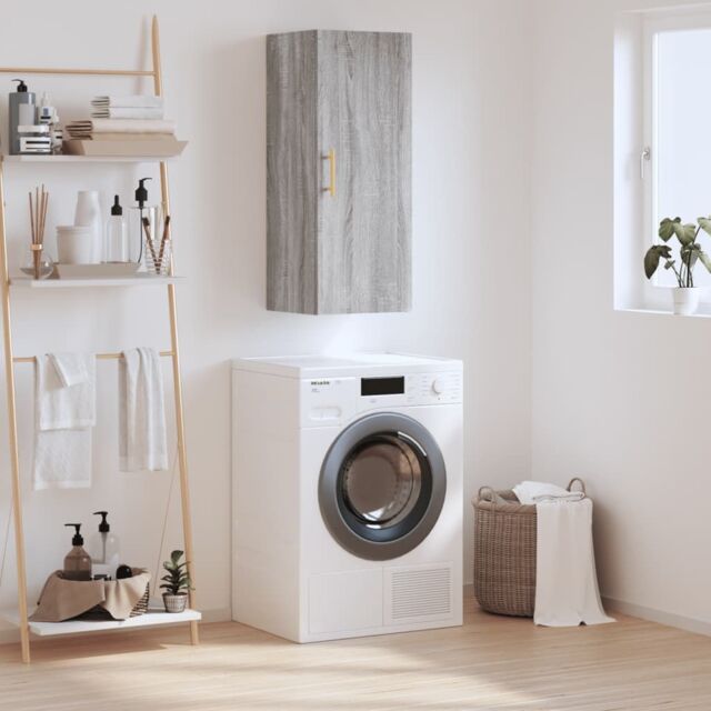Berkfield Home Wall Mounted Cabinet Grey Sonoma 34.5x34x90 cm - image 1