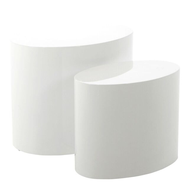 Furniture To Go Mice Oval Coffee Table in White Set of 2 - image 1