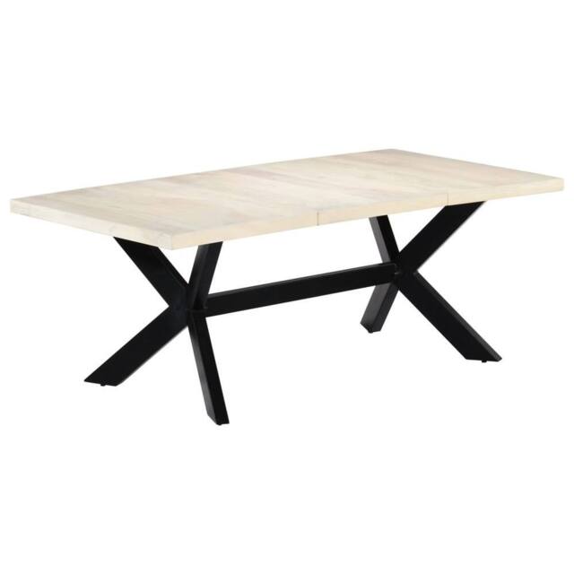 Berkfield Home Dining Table White 200x100x75 cm Solid Mango Wood - Size: 200 x 100 x 75 cm - image 1