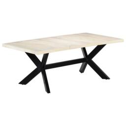 Berkfield Home Dining Table White 200x100x75 cm Solid Mango Wood - Size: 200 x 100 x 75 cm - thumbnail 1