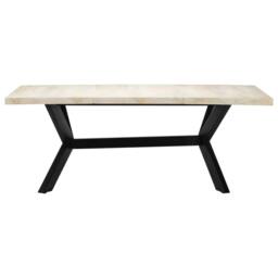 Berkfield Home Dining Table White 200x100x75 cm Solid Mango Wood - Size: 200 x 100 x 75 cm - thumbnail 2