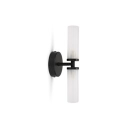 ValueLights Canya Up & Down 2 Way IP44 Rated Bathroom Frosted Reeded Glass Wall Light in Black - thumbnail 5