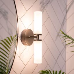 ValueLights Canya Up & Down 2 Way IP44 Rated Bathroom Frosted Reeded Glass Wall Light in Black - thumbnail 2