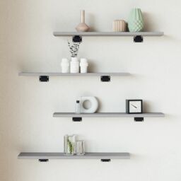 Berkfield Home Wall Shelves 4 pcs Grey Sonoma 60x10x1.5 cm Engineered Wood - thumbnail 1